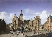 heinrich hansen frederiksborg castle,the departure of the royal falcon hunt oil